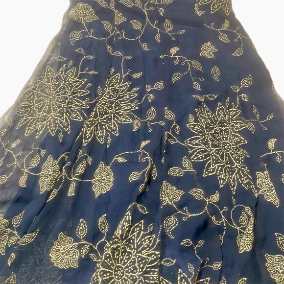 BCBGMAXAZRIA Silk Chiffon Halter Dress – Midnight Blue & Gold (Sample, NWT) - Picture 5 of 7